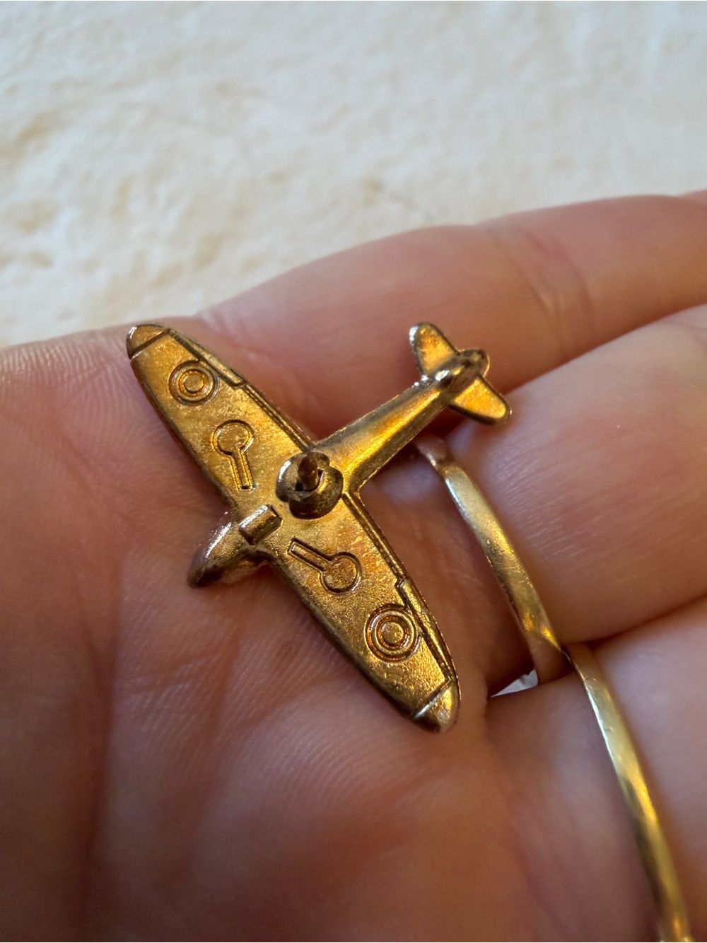 Gold Airplane Lapel Pin - Men Accessories - Picture 3 of 5